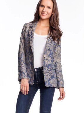 Love, Zooey 5020CJ Jagger Blazer Indigo JACQUARD Jacket Jeans Casual NEW Sexy